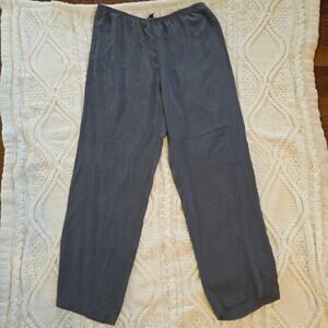 Eileen Fisher Women's 100% Silk Georgette Crepe Straight Pull On Pant Sz M‎ Gray